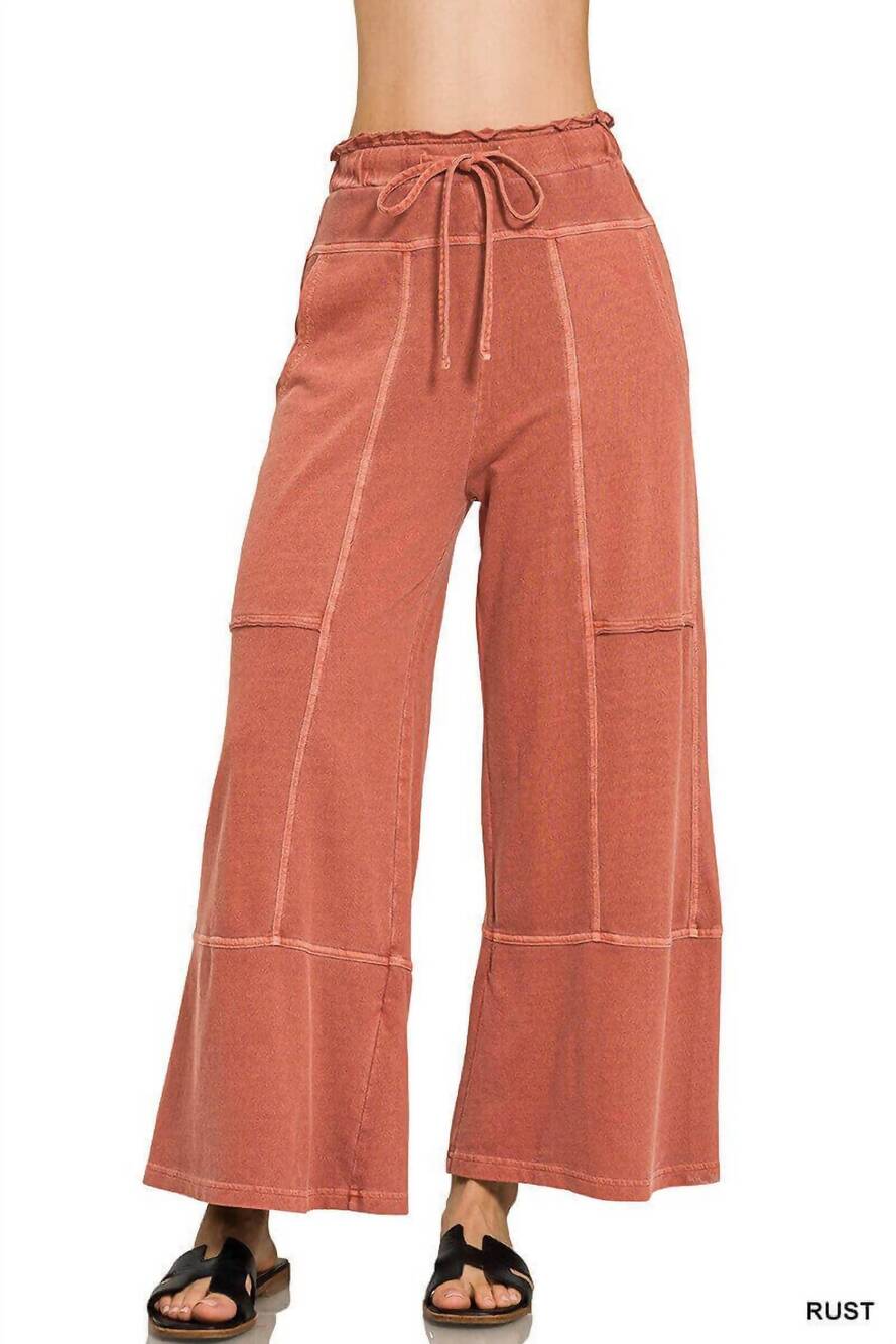 NEW ZENANA farrah palazzo pants in rust